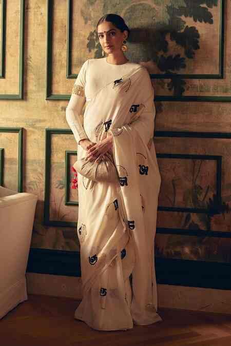 Buy Masaba Ivory Oh So Masaba Printed Saree Set Online | Aza Fashion.