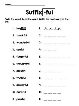 Suffix -ful Root Words by Lauren Knudsen | Teachers Pay Teachers