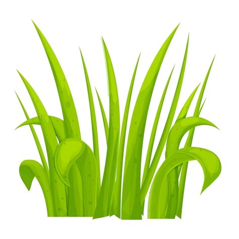 Herbe en style cartoon isolé sur fond blanc. Décoration, élément de ...
