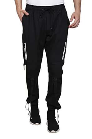 Half Past Black Men's Regular Fit Cotton Cargo Jeans, Multi-Pocket ...