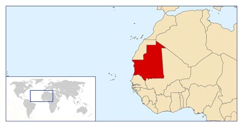 Large location map of Mauritania in the World | Mauritania | Africa | Mapsland | Maps of the World