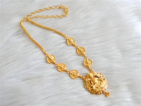 Gold tone lakshmi coin necklace dj-43327 – dreamjwell