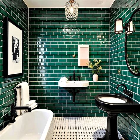 Bathroom Emerald Green Subway Tile
