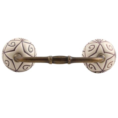 Indian-Shelf 1 Pack Ceramic Cream Cabinet Pulls Floral Vintage Kitchen ...