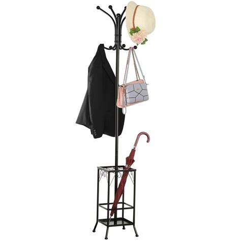 Yaheetech Coat Rack and Umbrella Stand, Entryway Coat Rack Hat Hanger ...