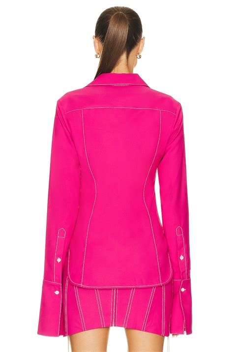 PRISCAVera Stretch Rainwear Button Down in Hot Pink | FWRD