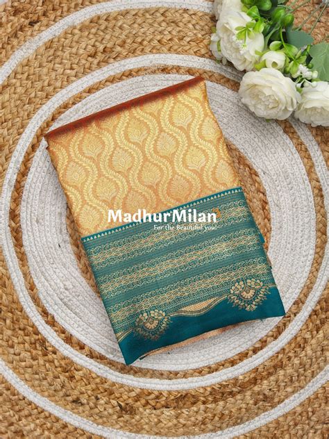 SHANTALA TISSUE SILK SAREE DUSTY ORANGE RAMA – Madhur Milan