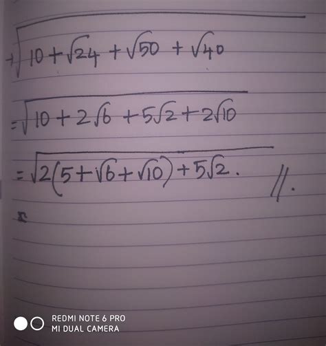 find square root of 10 + √24 + √50 + √40 - Brainly.in