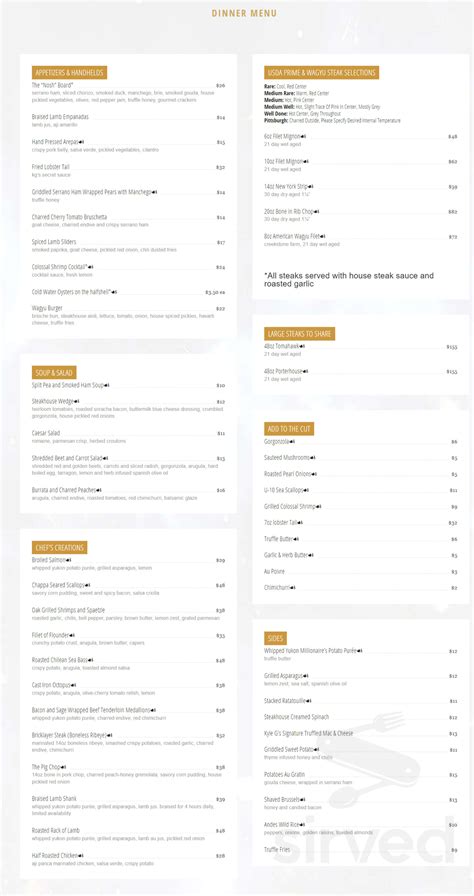 Oak And Ember Steakhouse Menu - Port St. Lucie, Florida | Sirved