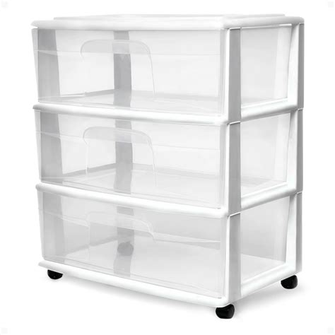 Homz Products Drawer Tower 3-Tier Wide Clear Plastic Storage Organizer ...