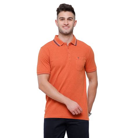Classic polo Men's Orange Melange Polo Half Sleeve Slim Fit T-Shirt ...