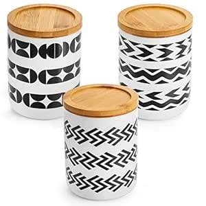 Buy Kingrol 3 Pack 25 oz Ceramic Food Storage Jars with Airtight Seal ...