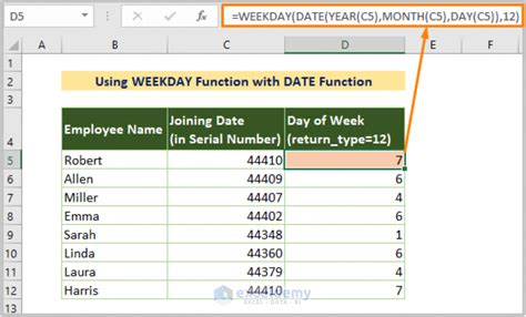 Weekday Function in Excel 的图像结果