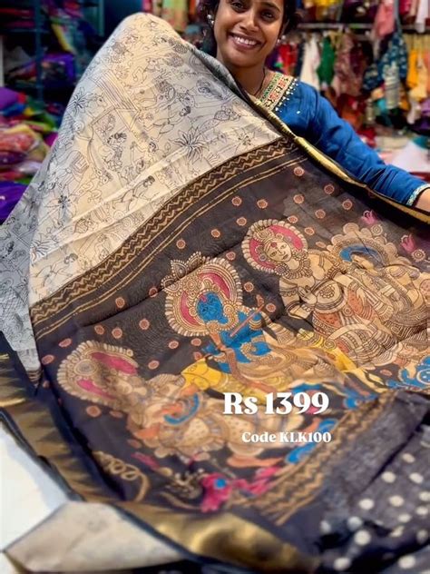 Kaddi Linen Kalamkari Silk Saree – MayiLabel