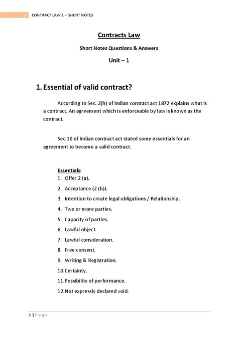Contract LAW 1 Short Notes BY Bhaskar - Warning: TT: undefined function ...
