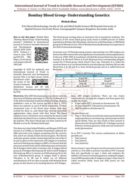 Bombay Blood Group Understanding Genetics | PDF