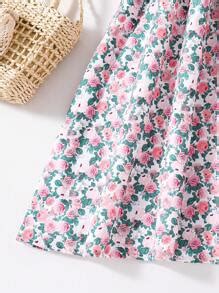 SHEIN Tween Girl Ditsy Floral Print Puff Sleeve Peter Pan Collar ...