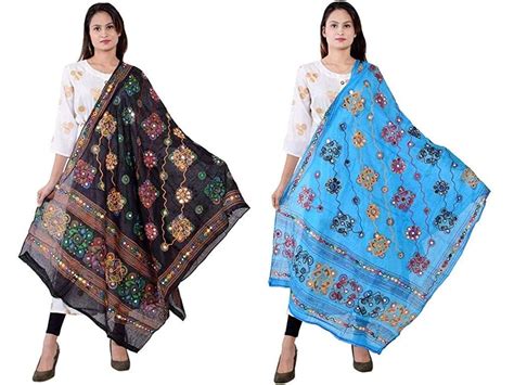 Buy Kalpit creations Women's Embroidery Mirror Work Multi-Colour Kutch ...