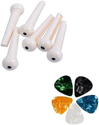 Imaginea® Set of Guitar Bridge Pin with 5 Picks Made of Real Cattle ...