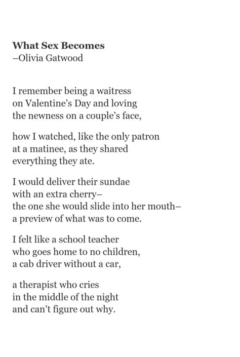 [POEM] What Sex Becomes - Olivia Gatwood : r/Poetry