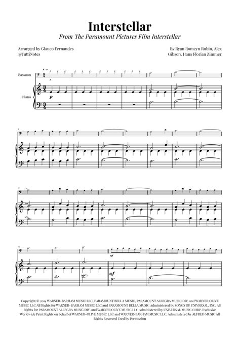 Interstellar (arr. Glauco Fernandes) by Hans Florian Zimmer Sheet Music ...