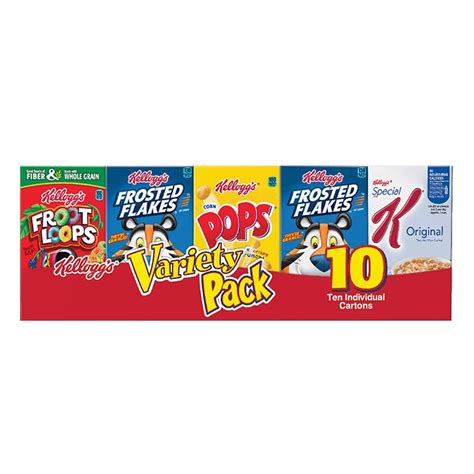 Kellogg's Cold Breakfast Cereal, Single Serve, Variety Pack, 10.94oz ...