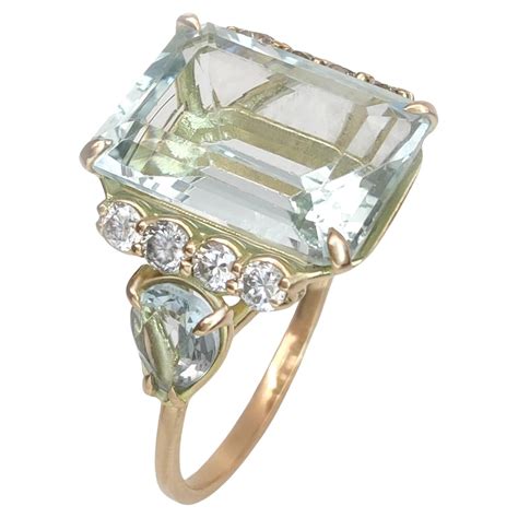Women's 14K Gold Ring Aquamarine and Diamonds Perfect for Proposals ...