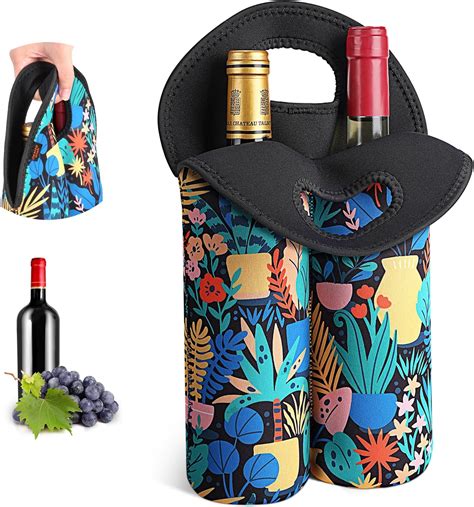 Amazon.com: 2 Bottle Wine Carrier Tote Bag for 750ML Wine Bottles ...