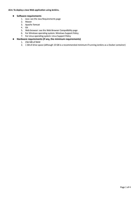 Dev Ops Experiment Jenkins - Software requirements Java: see the Java ...