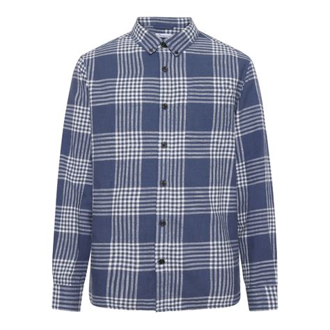 Knowledge Cotton Apparel M Reg Fit Shirt Blue Check