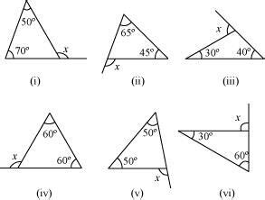Find the value of the unknown exterior angle x in the following ...