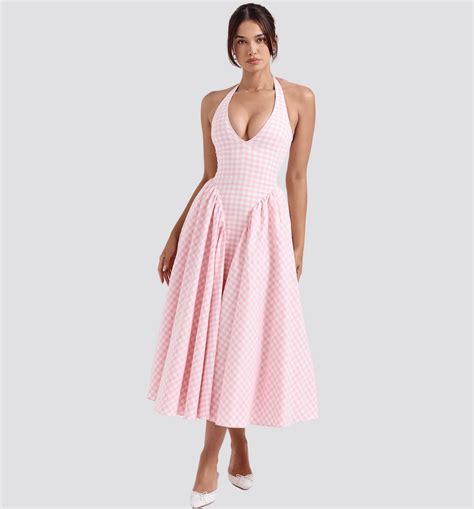OH DARLING Checked halter midi sundress | Glam Galore