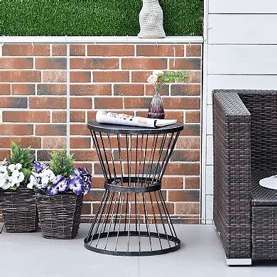 Outsunny 16" Steel Patio End Table Side Table with Hourglass Design ...