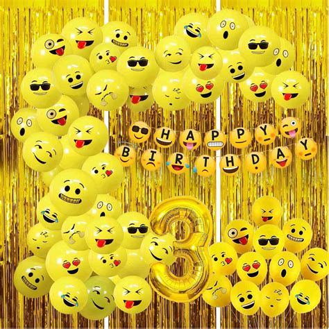 lala balloon Yellow Smiley Emoji Balloon Adorable 3rd Birthday Theme ...