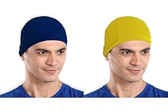 Buy THE BLAZZE Cotton Helmet Cap (Royal Blue+Yellow) at Amazon.in