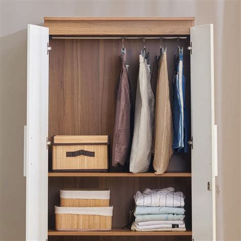 Buy Helios Nolan 2-Door Wardrobe with Mirror - White and Teak from ...