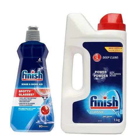 Finish Dishwasher Rinse Aid Liquid, Shine & Dry - 400ml and Classic ...