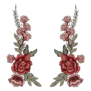 Ani Accessories Red Rose Design Flower Patch Embroidered Appliques for ...