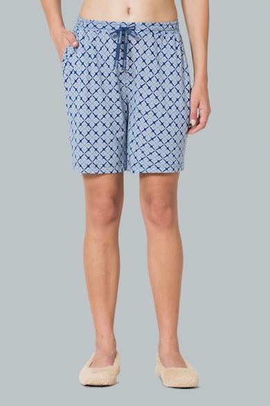 Buy Women Blue Print Knit Shorts Online - 745448 | Van Heusen
