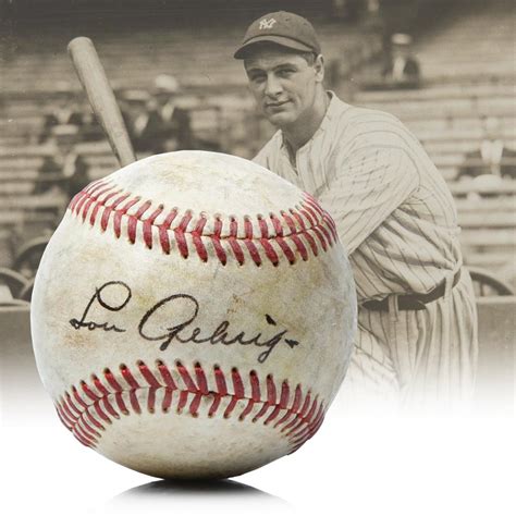 Lou Gehrig Signed Red Stiched Baseball Auction