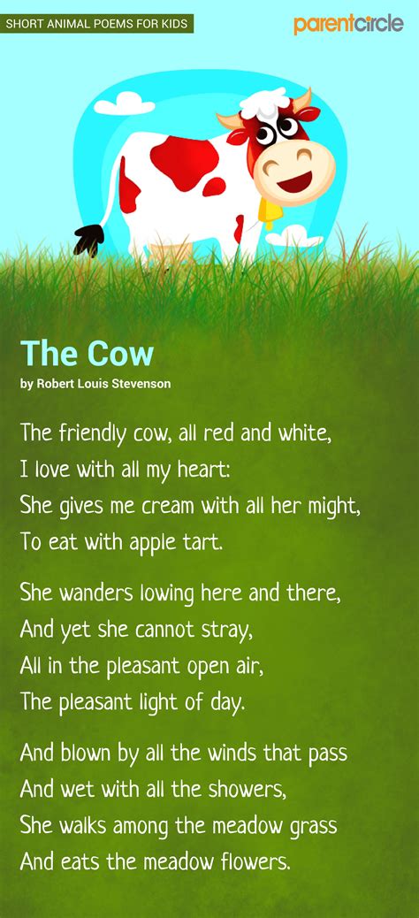 Cow Poem for Kids | Animal poems, Poems, English nursery