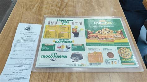 Menu at SUB91 Kashmere Gate, Delhi