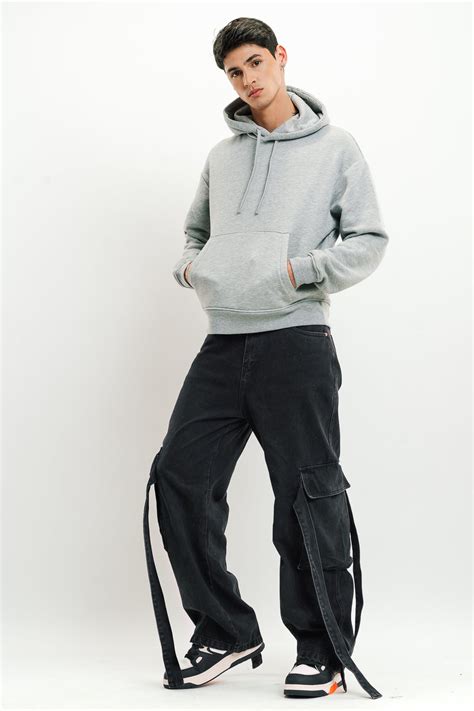 Black Men's Baggy Cargo Jeans