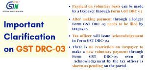 Important Clarification on Form GST DRC-03