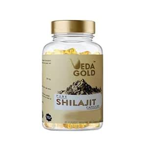 Shilajit Capsules Gold with 60%+ Fulvic Acid 100% Natural Ayurvedic ...
