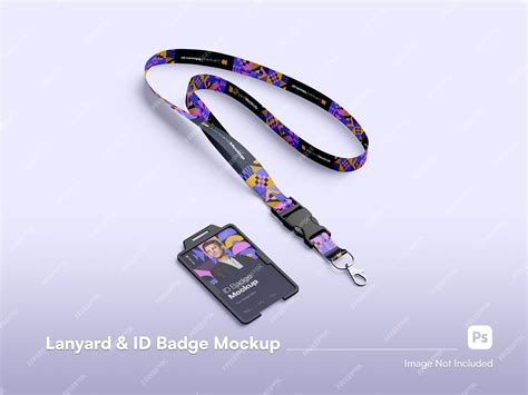 Modern isometric isolated lanyard and id badge mockup | Premium PSD