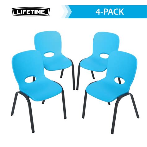 Lifetime Kids Stacking Chairs Indoor/Outdoor Glacier Blue, 4 Pack ...