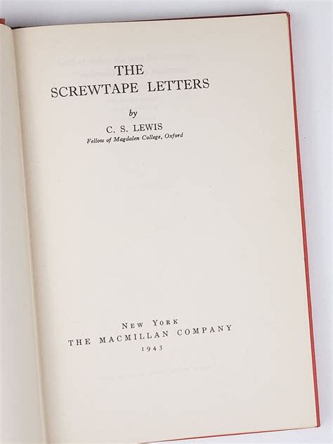 The Screwtape Letters | Lewis, live, taples | Early printing