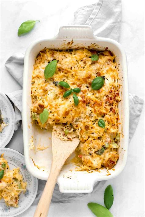 Cheesy Chicken Spaghetti Squash Casserole (Freezer Meal) - Jar Of Lemons