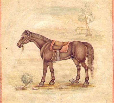 Exotic India Saddled Horse - Water Color on Old Paper Multicolour ...